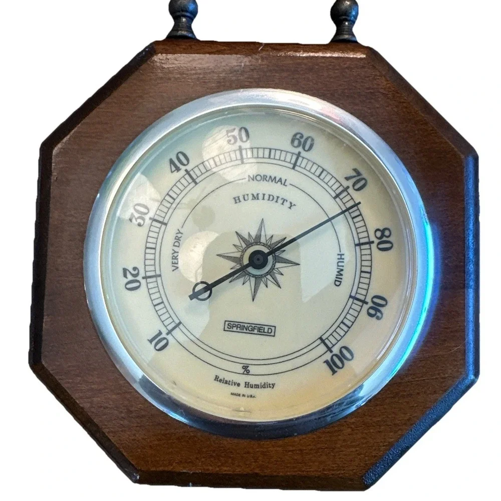 Vintage Springfield Weather Station Barometer Thermometer Hygrometer Wood‎ USA
